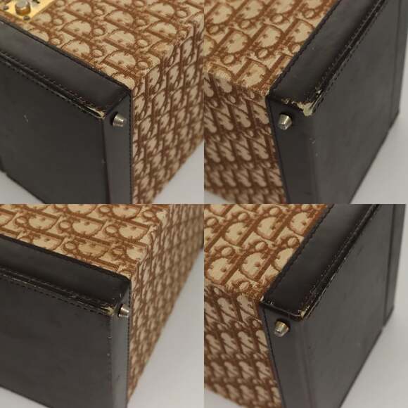 DIOR Trotter Canvas Vanity Case Hand Bag Brown - Picture 10 of 12